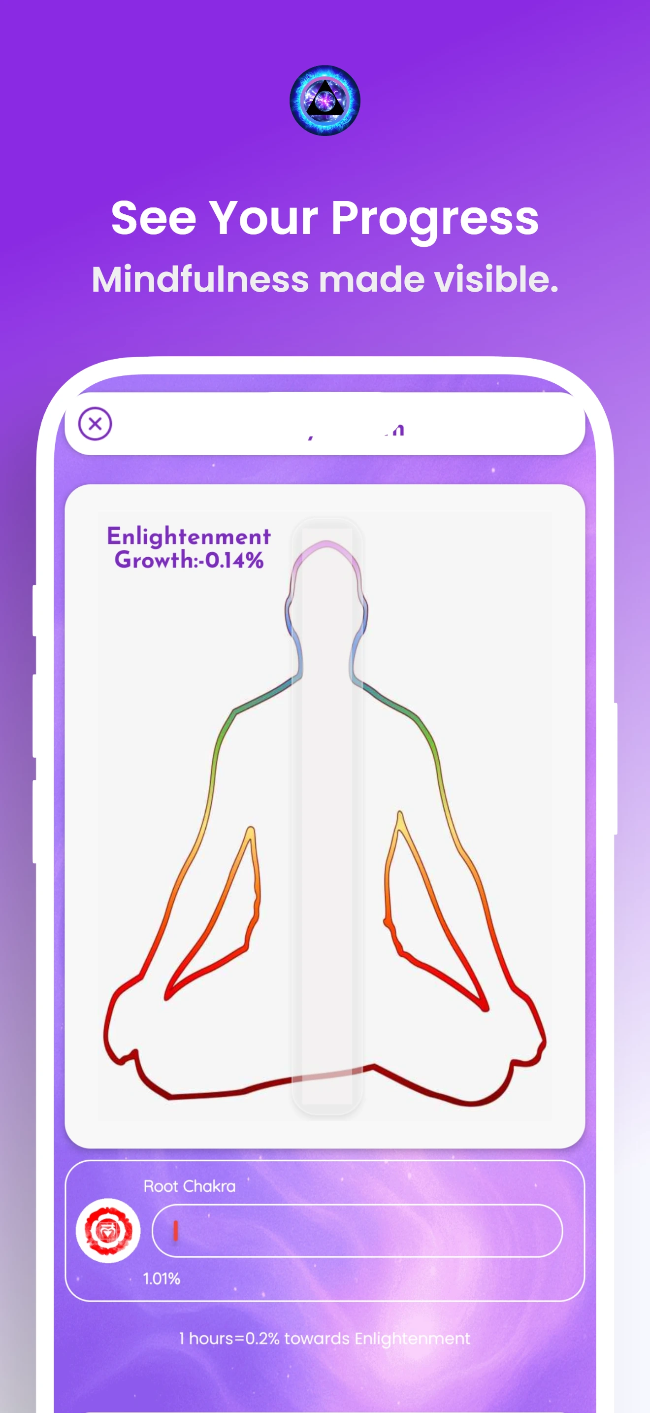 Enlightenment app progress and mindfulness growth screen
